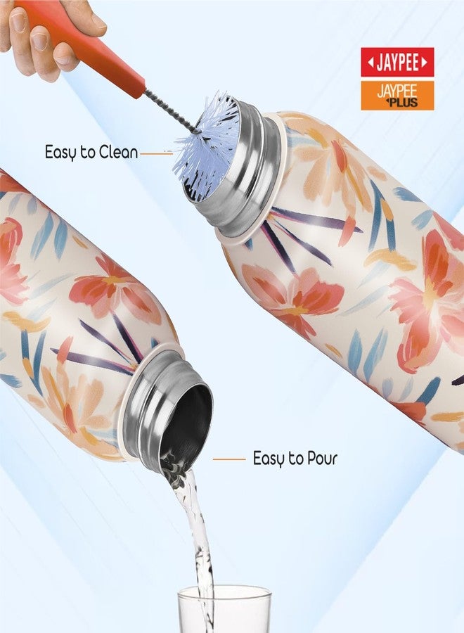 Jaypee Plus Punch Prime Stainless Steel Printed Vacuum Insulated Water Bottle 500 ml | ISI Certified Rustproof & Leakproof Flask with 24Hrs Hot & Cold|Ideal for School Kids, Office & Travel - (Cream) - Image 5